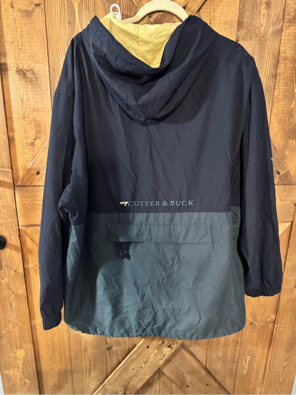 Cutter & Buck Navy Hooded Windbreaker with Cream Contrast Lining